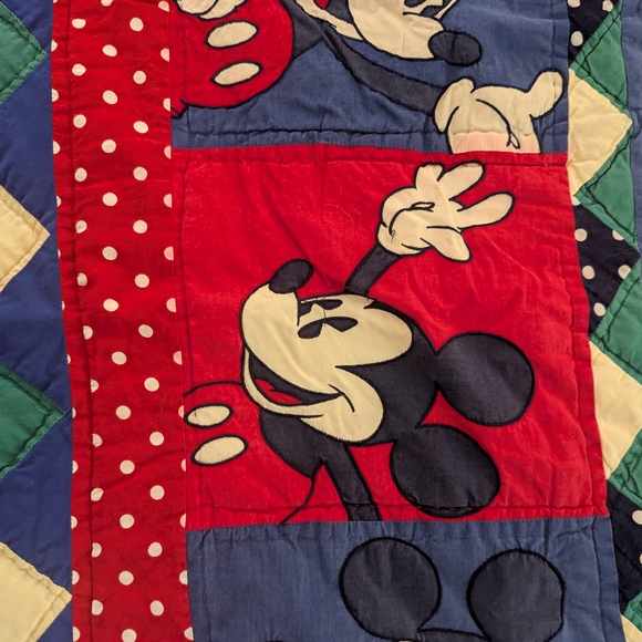 Vintage Disney Mickey Mouse Quilt - Red, Blue, Black - Picture 4 of 9